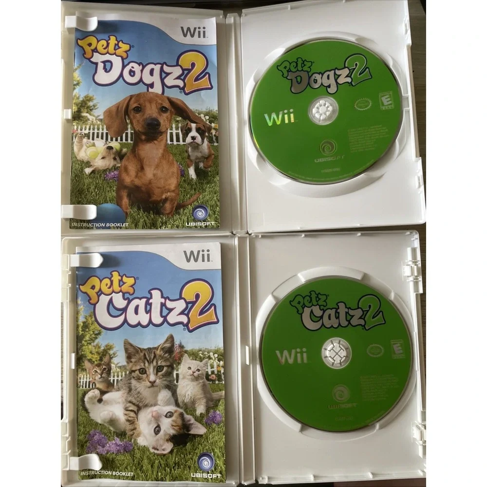 Nintendo Wii Petz 2 Game Bundle Lot of 2- Cats and Dogs Tested Working CIB